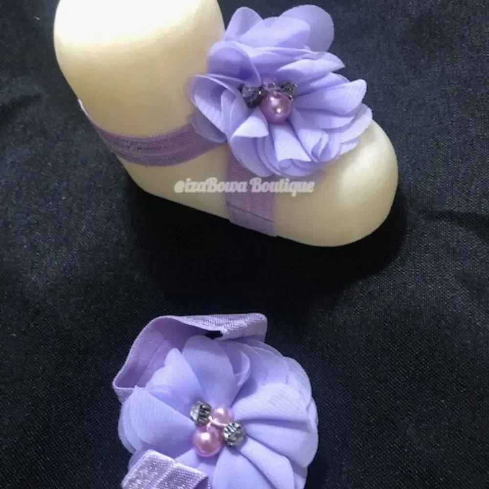 Lavender Chiffon Barefoot Sandals   BS442   Handmade NWT Boutique